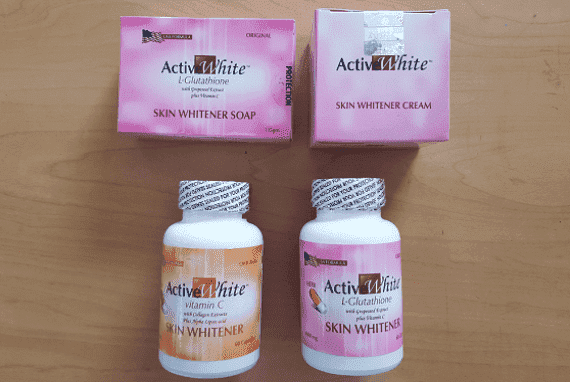 Active White L Glutathione Skin Whitening Night Cream Capsules Vitamin C and Soap Combo