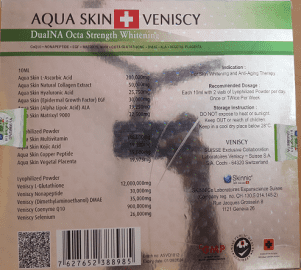 Aqua Skin Veniscy 12 DualNA Octa Strength Skin Whitening 10 Sessions Injection